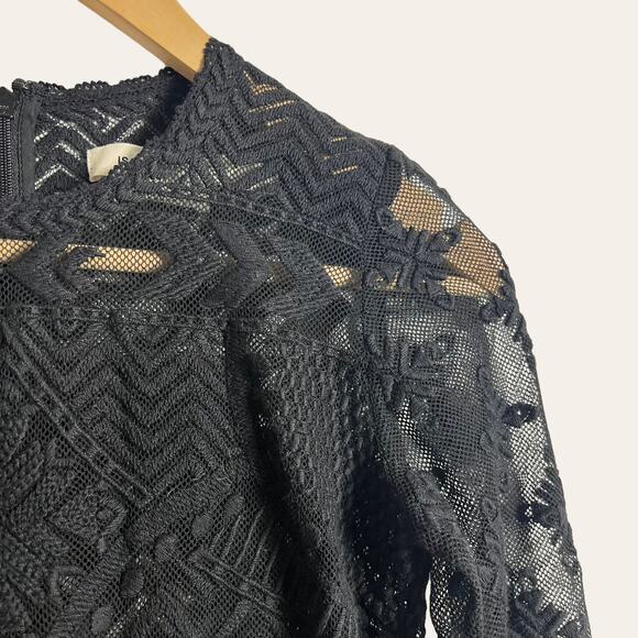Isabel Marant x H&M Black Embroidered Lace Sheer Mesh Long Sleeve Tunic Top 4 - Picture 3 of 7